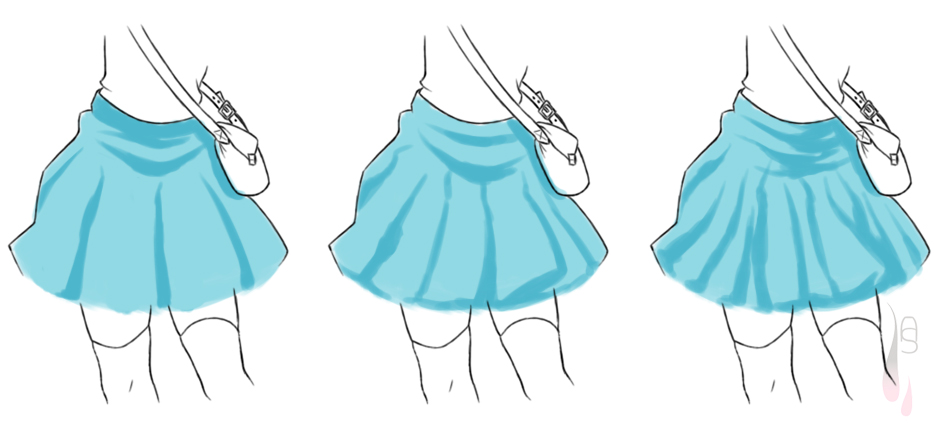 A tutorial on drawing a pleated skirt.