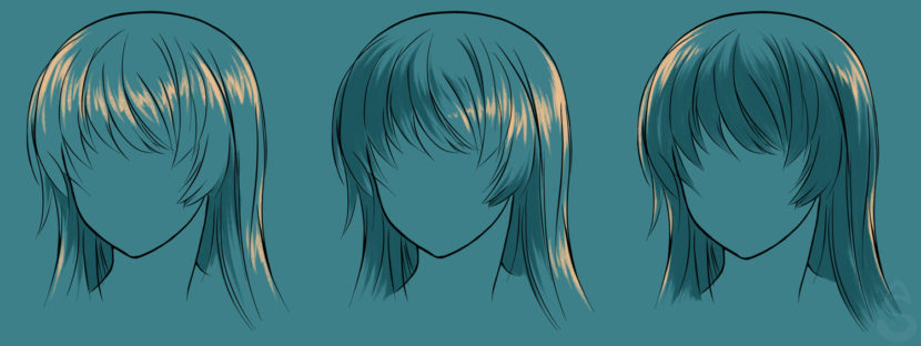 A tutorial on how to create highlights in manga hair.