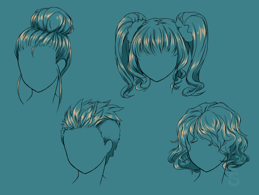 A tutorial on how to create highlights in manga hair.