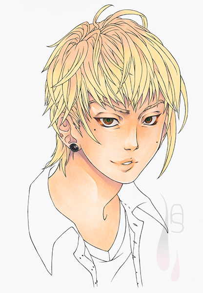 A tutorial on how to colour short manga hair with markers.