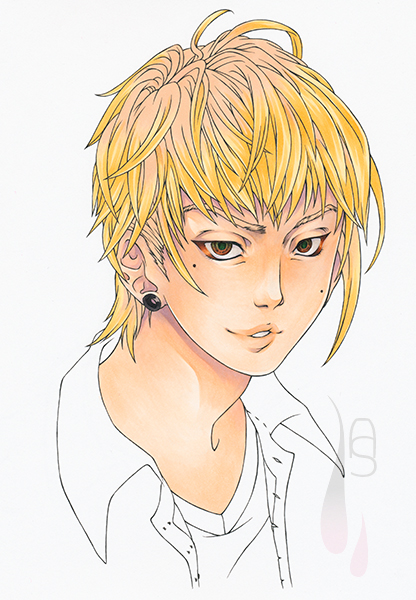 A tutorial on how to colour short manga hair with markers.