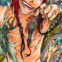 A small ACEO card coloured with markers.