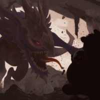 A Dracoloth chasing a Popori; from the game TERA.