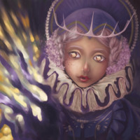 A doll-like figure shatters.